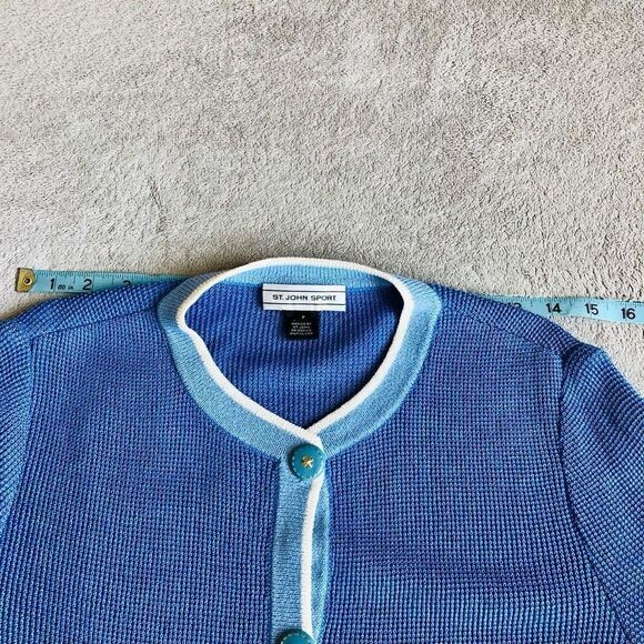 NWOT Vintage St. John Sport Light Blue 4 Pocket Button Up Cardigan - Picture 15 of 16